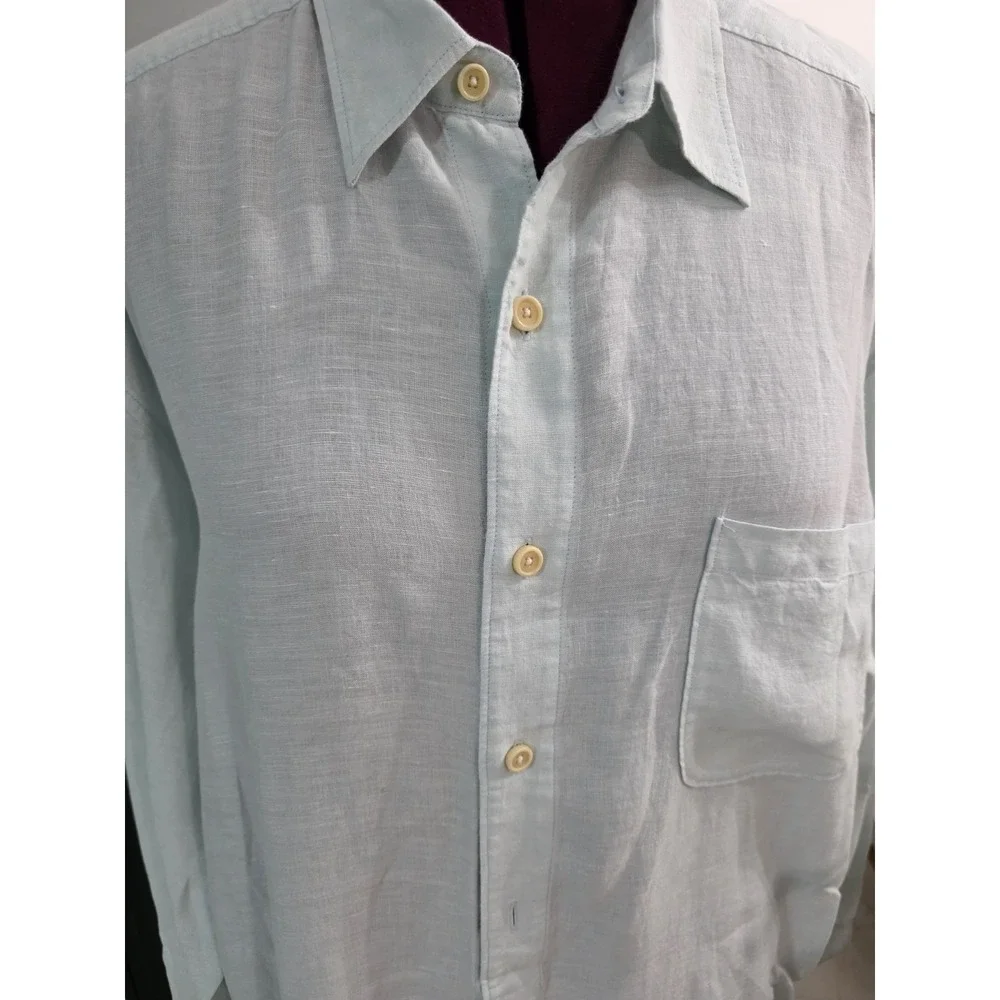 Tommy Bahama Relax 2X 100% Linen Shirt Light Blue Big Tall Long Sleeve Button Up - Picture 2 of 8